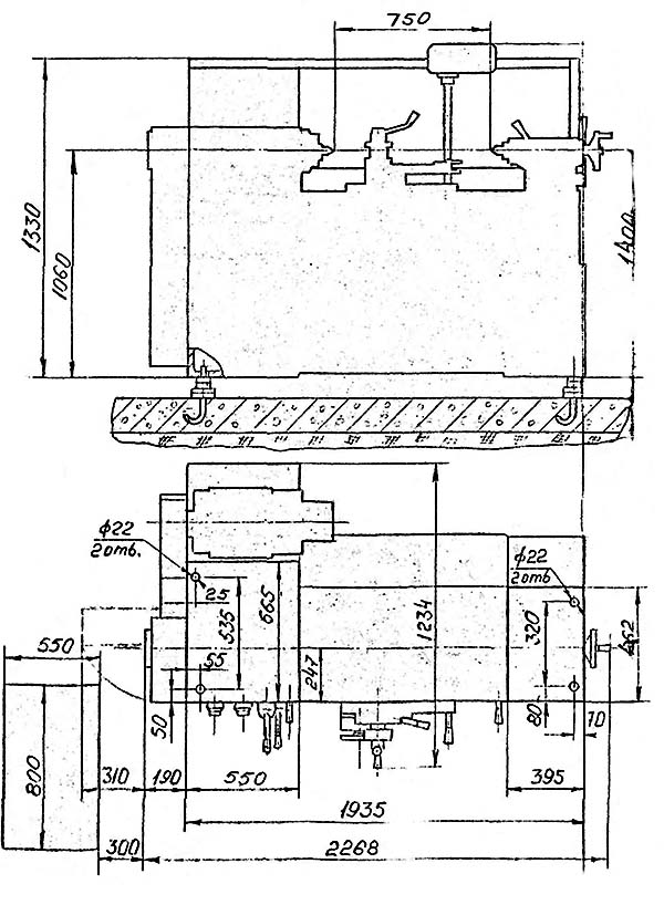 Настановне креслення токарно-гвинторізного верстата 16С16А
